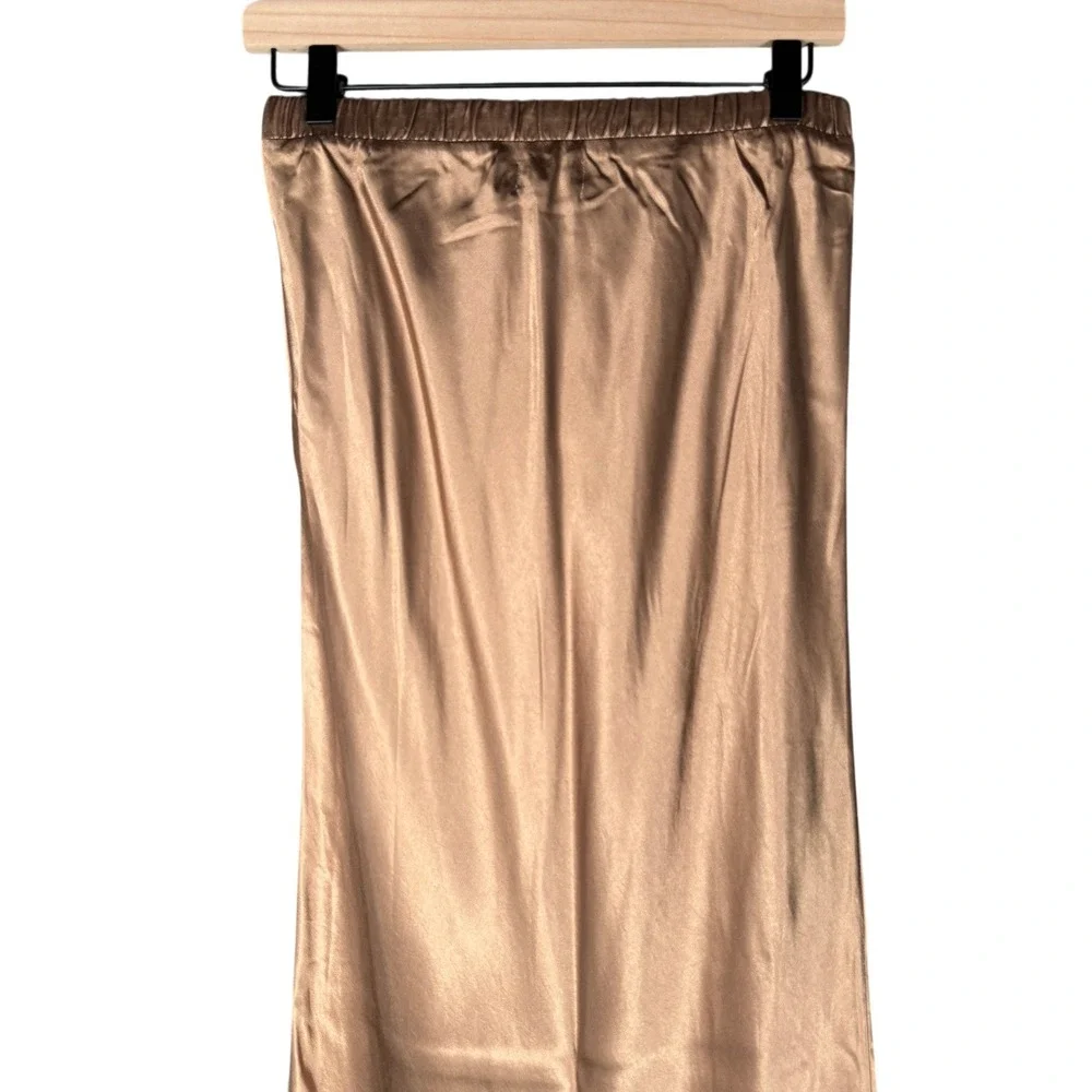 Nation LTD Maxi Skirt Women Size S Bronze Satin Viscose Rayon Slip Skirt Neutral